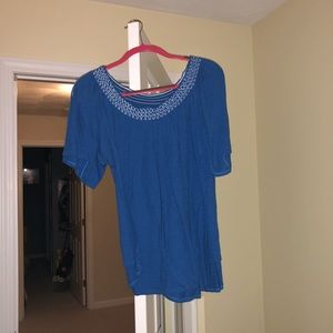 Royal blue off the shoulder cotton top